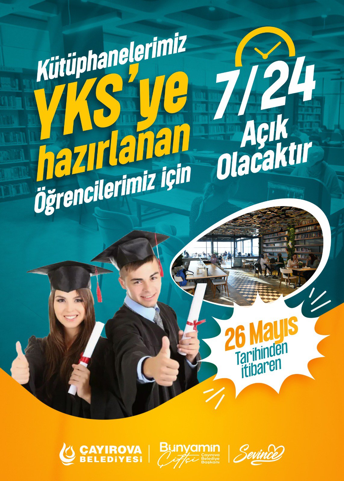 Kutuphanelerimiz YKS Öğrencilerine 7/24 Açık